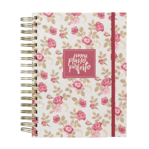 Meu plano perfeito, planner anual não datado com capa dura em tecido, capa Vintage | Planner 2025