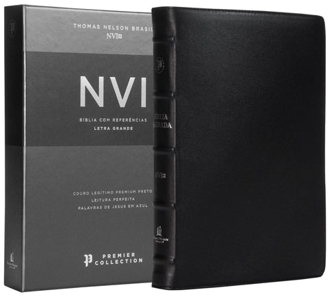 Bíblia Sagrada NVI Premier Collection, Couro Legítimo, Capa preta, Leitura Perfeita