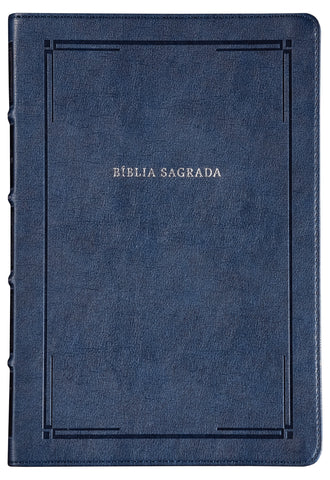 Bíblia Slim NVI, Letra Grande, Couro-soft azul, Luxo, Barroca, Leitura Perfeita