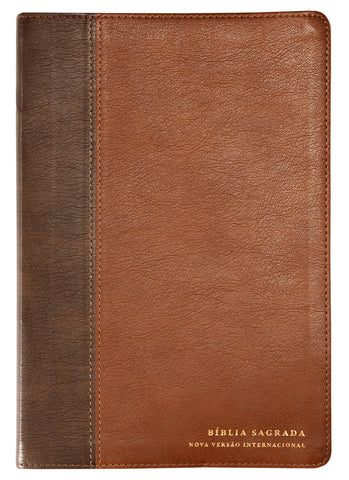 Bíblia NVI com Espaço para Anotações, Letra Grande, Couro soft, Dois tons de marrom, Leitura Perfeita
