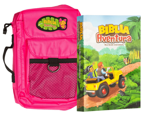 Bíblia Aventura para crianças, NVI, edição especial com bolsa rosa, Leitura Perfeita