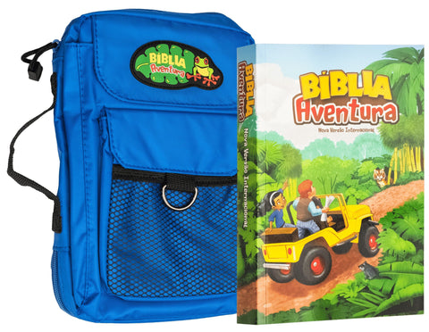 Bíblia Aventura para crianças, NVI, edição especial com bolsa azul, Leitura Perfeita