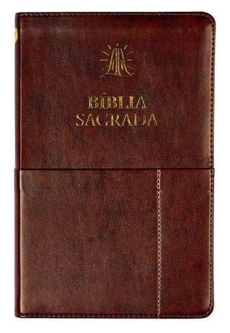 Bíblia Sagrada Slim ACF, Luxo, Couro-soft, marrom com bolso