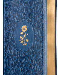 Bíblia ACF com espaço para anotações, Couro-soft azul com flores em baixo relevo, Leitura Perfeita