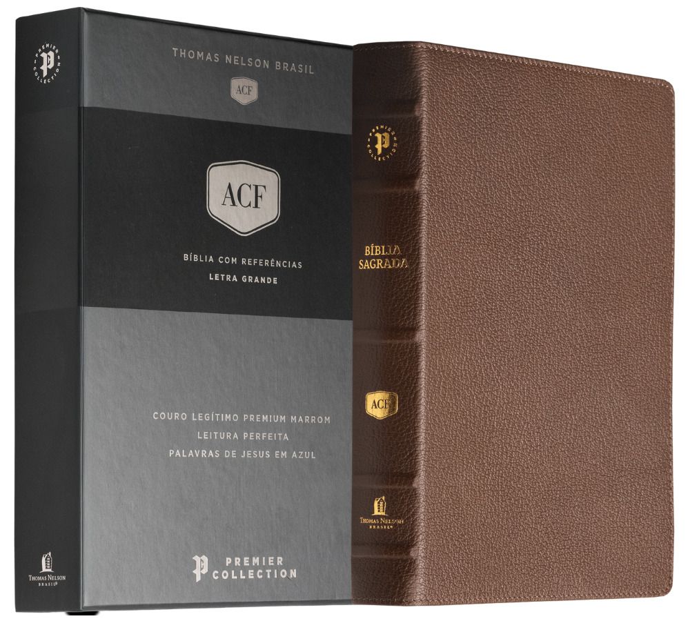 Bíblia ACF, Letra grande, Couro legítimo marrom, Leitura Perfeita