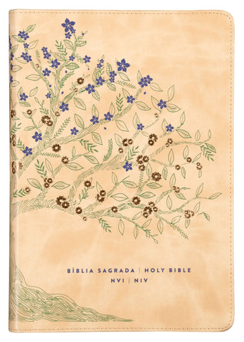Bíblia Bilíngue NVI/NIV, Português/Inglês, Capa luxo bege, Leitura Perfeita: original (9786552173188)