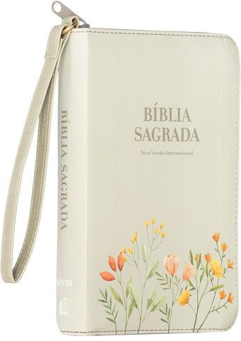 Bíblia Pocket NVI, Capa luxo florida com alça, Leitura Perfeita: original (9786552173379)