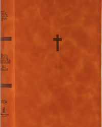 Bíblia NVI Bible Journaling com Espaço para Anotações, Capa luxo marrom marmorizado, Cruz, Leitura Perfeita, Falei com Amor