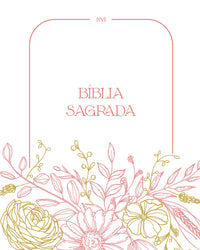 Bíblia NVI com Espaço para Anotações central, Capa dura rosa floral, Espiral, Leitura Perfeita