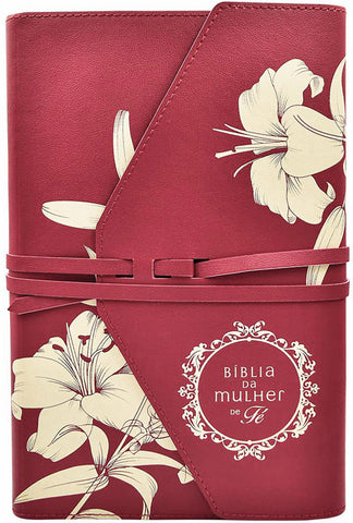 Bíblia da Mulher de Fé, NVI, Couro Soft, Lírios do Campo
