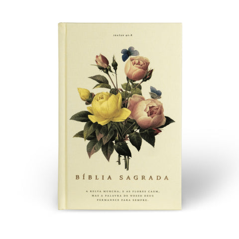 Bíblia NVI, Tecido sobre capa dura, Bouquet, Letras de Jesus em vermelho, Leitura Perfeita: original (9786556896076)