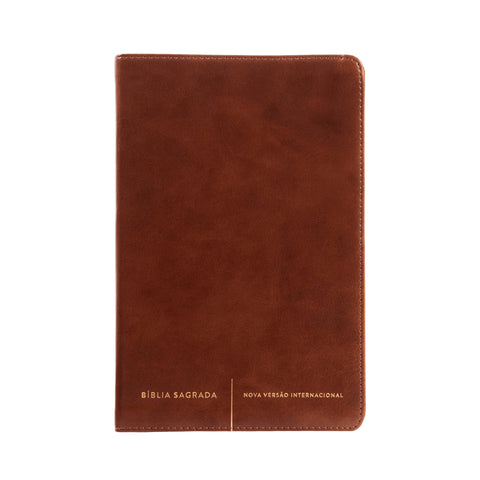 Bíblia Sagrada Slim NVI, Luxo, Capa Marrom, Couro-soft: original (9786556896656)