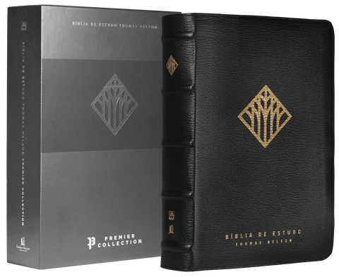 Bíblia de estudo Thomas Nelson, NVI, capa em couro legítimo preto, Leitura Perfeita, Premier Collection | Bíblia com mais de 50 mil recursos
