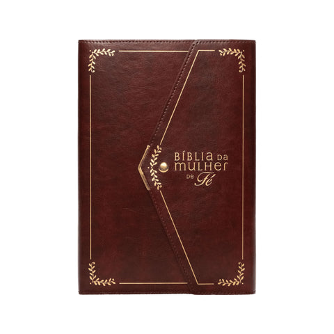 Bíblia da Mulher de Fé NVI, Letra Grande, Capa luxo vinho com fechamento carteira: original (9786556897486)