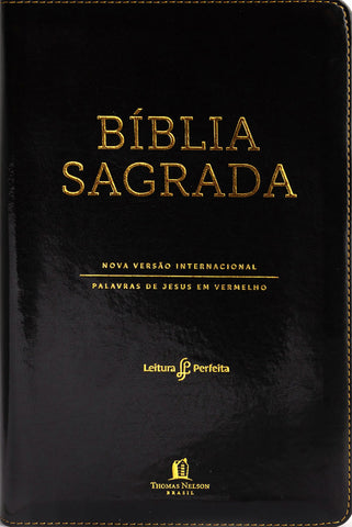 Bíblia NVI, Capa luxo preta, Letras de Jesus em vermelho, Índice de dedo, Leitura Perfeita: original (9788571670105)