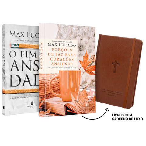 KIT Porções de paz para corações ansiosos + O fim da ansiedade + Caderno