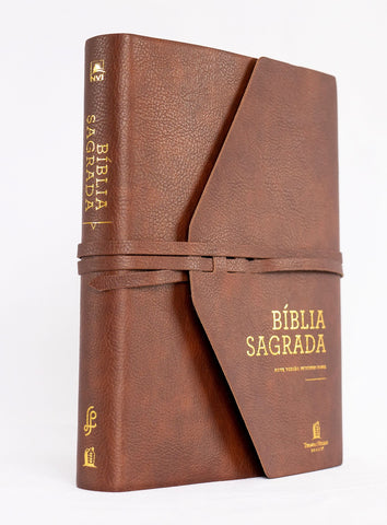 Bíblia NVI, Couro Soft, Marrom Artesanal, Com Espaço para Anotações