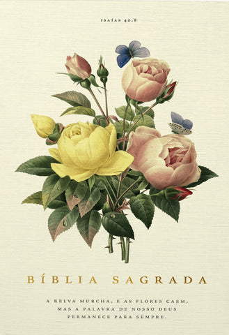 Bíblia NVI, Tecido sobre Capa Dura, Bouquet, Letras de Jesus em Vermelho: original (9786556896076)