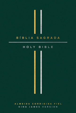 Bíblia Bilíngue, Português/Inglês, ACF/KJV,  Couro Soft, Verde, Leitura Perfeita